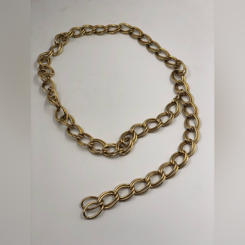 Double loop Gold Chain Link Belt - Women Accessories